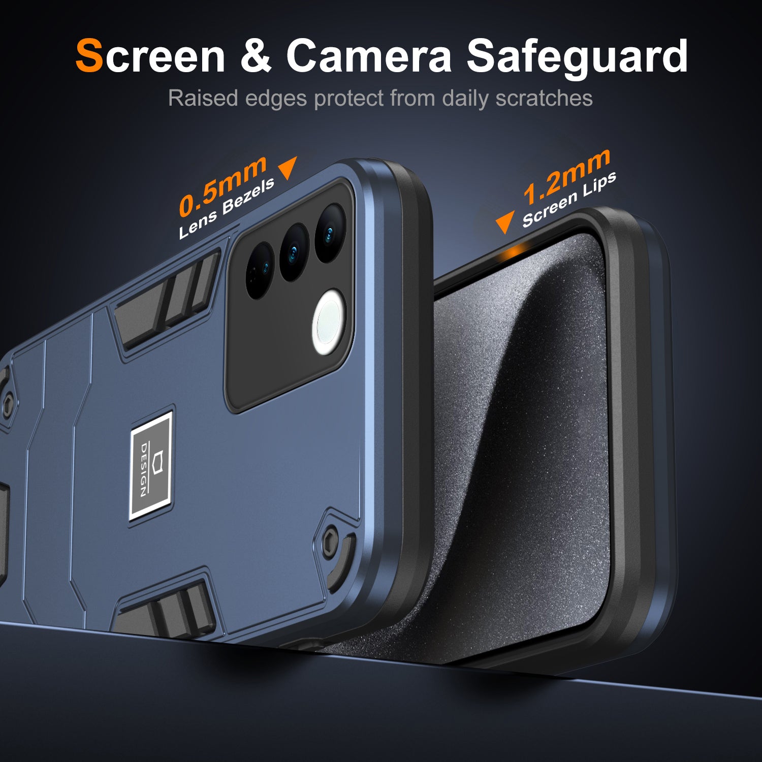 For vivo V27 5G / V27 Pro 5G / S16 / S16 Pro Case Rugged Hard PC+Soft TPU Phone Cover - Navy Blue For vivo V27 5G / V27 Pro 5G / S16 / S16 Pro Case Rugged Hard PC+Soft TPU Phone Cover - Navy Blue